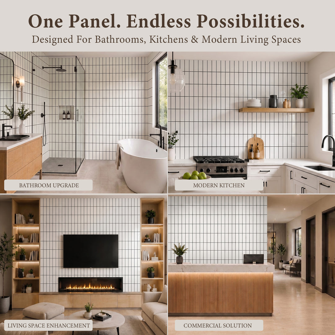 VEYRA Waterproof Interlocking Wall Panels, 24" x 48", 4-Pack