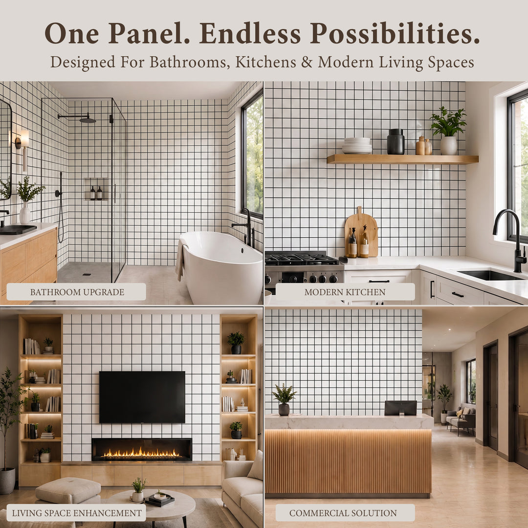 VEYRA Waterproof Interlocking Wall Panels, 24" x 48", 4-Pack