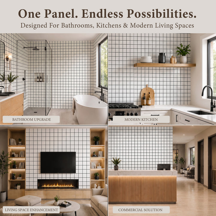 VEYRA Waterproof Interlocking Wall Panels, 24" x 48", 4-Pack