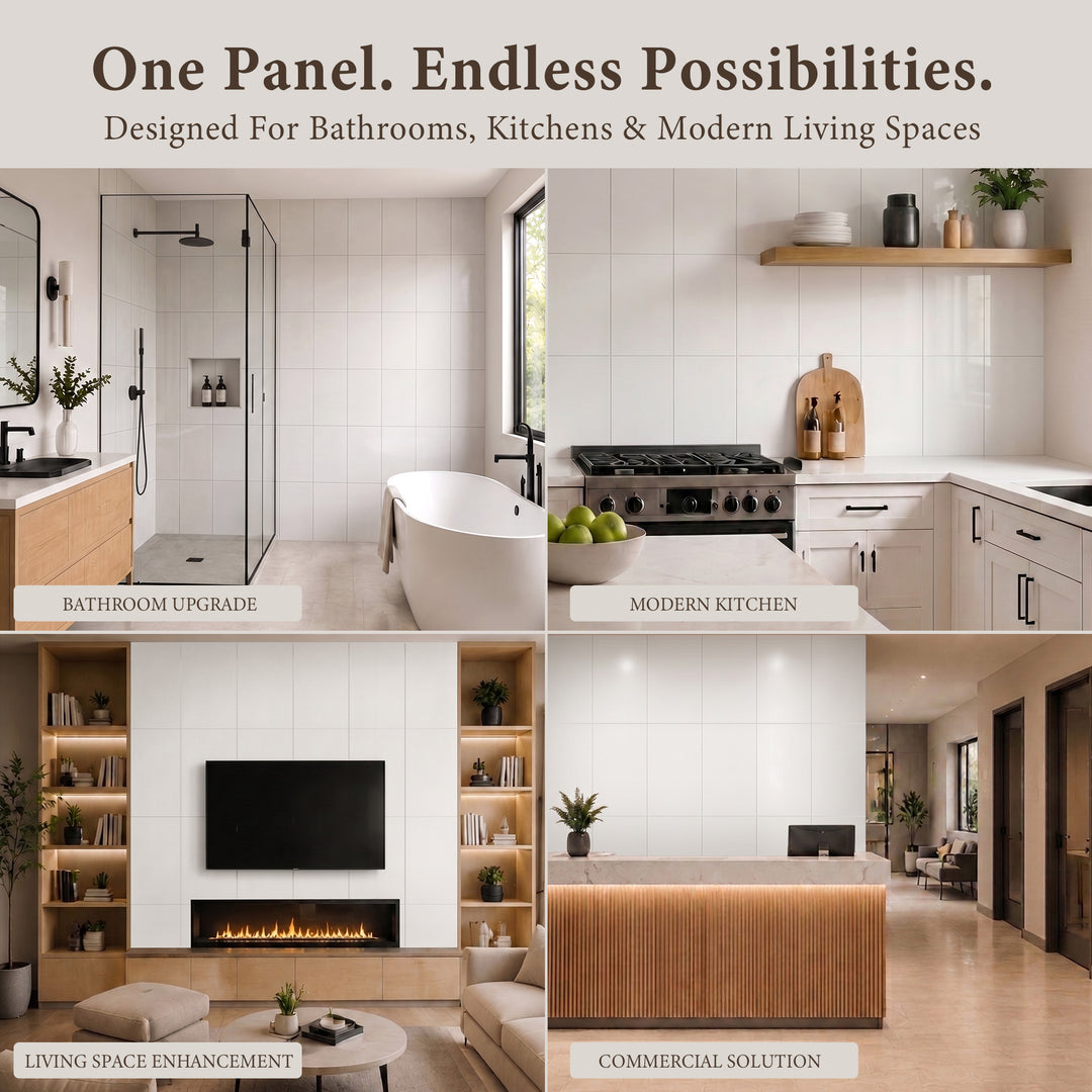 VEYRA Waterproof Interlocking Wall Panels, 24" x 48", 4-Pack