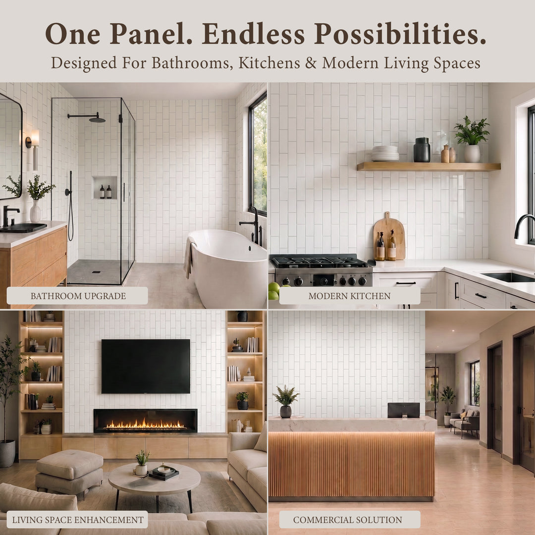 VEYRA Waterproof Interlocking Wall Panels, 24" x 48", 4-Pack