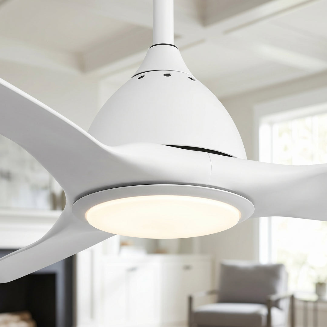 VEYRA 52-inch Modern Ceiling Fan with Light, 3 ABS Blades, DC Motor, 6 Speeds, Downrod Mount for Bedroom, Living Room
