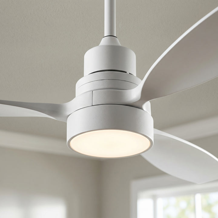 VEYRA 52-inch Modern Ceiling Fan with Light, 3 Solid Wood Blades, DC Motor, 6 Speeds, Downrod Mount for Bedroom, Living Room