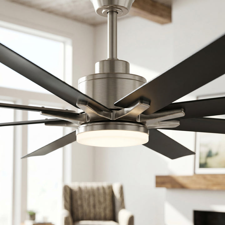 VEYRA 66-inch Modern Ceiling Fan with Light, Remote Control Smart Fan, 8 ABS Blades, DC Motor, 6 Speeds, Downrod Mount for Bedroom, Living Room