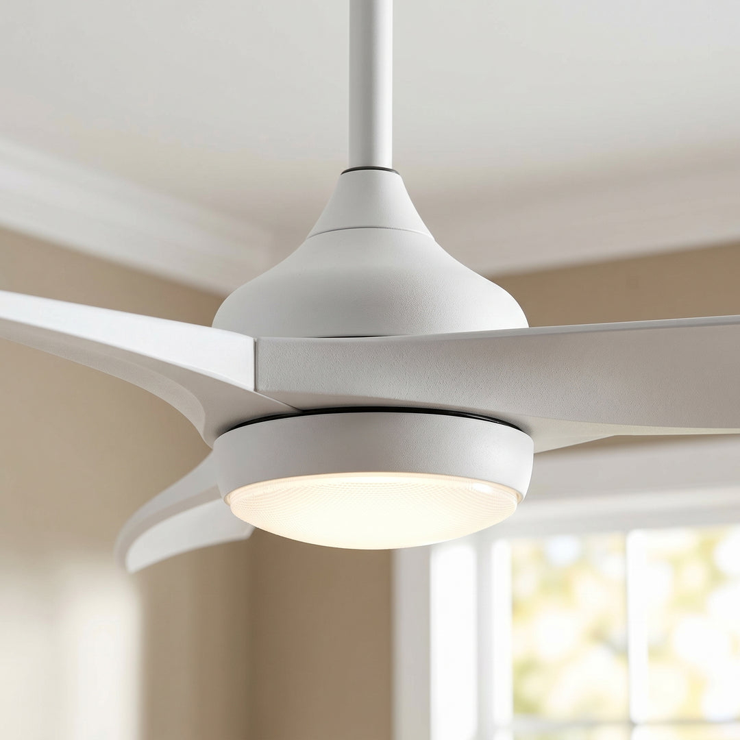 VEYRA 52-inch Modern Ceiling Fan with Light, 3 ABS Blades, DC Motor, 6 Speeds, Downrod Mount for Bedroom, Living Room