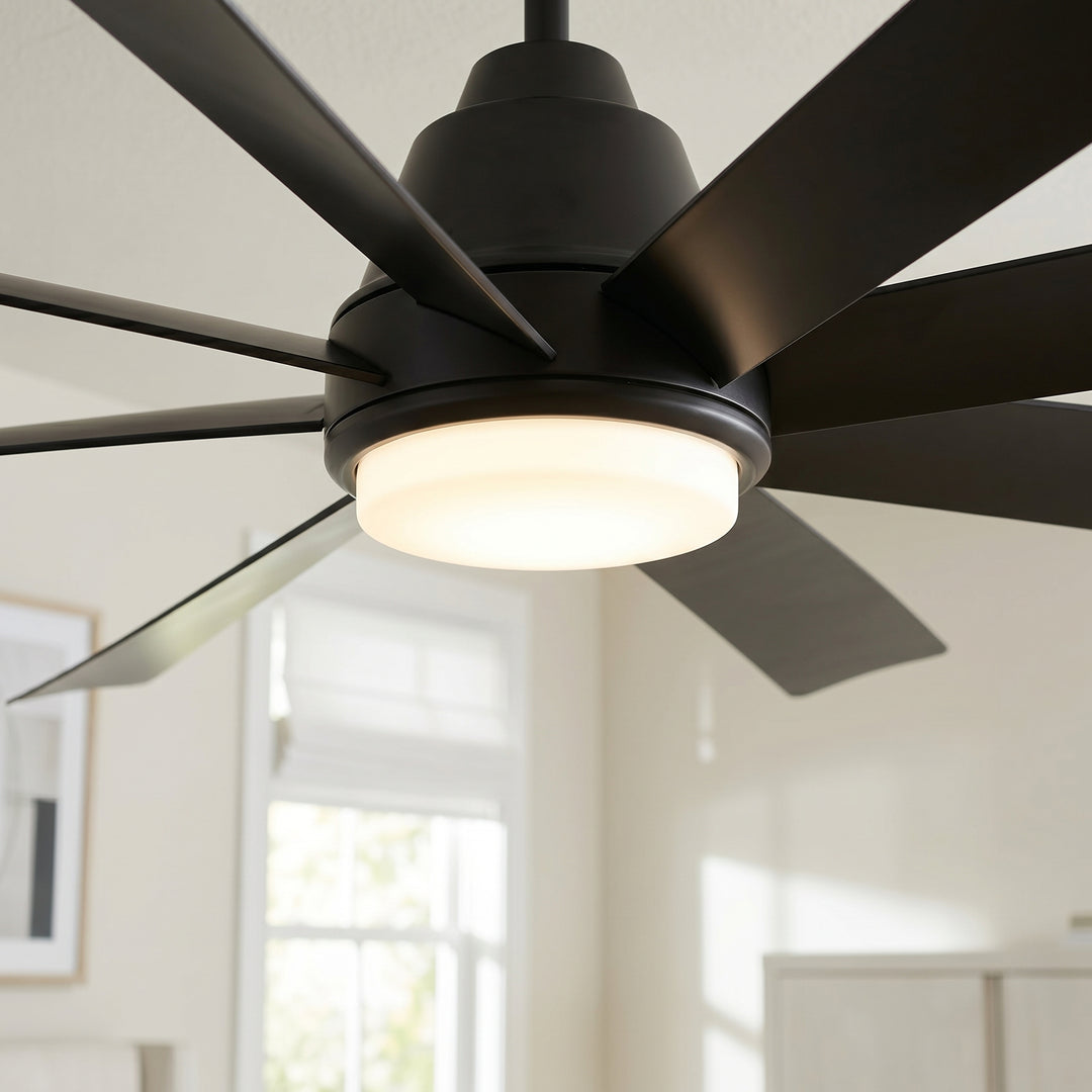 VEYRA 72-inch Modern Ceiling Fan with Light, 8 ABS Blades, DC Motor, 6 Speeds, Downrod Mount for Bedroom, Living Room