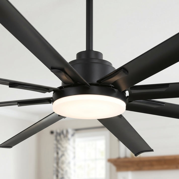 VEYRA 72-inch Modern Ceiling Fan with Light, Remote Control Smart Fan, 8 Aluminum Blades, DC Motor, 6 Speeds, Downrod Mount for Bedroom, Living Room