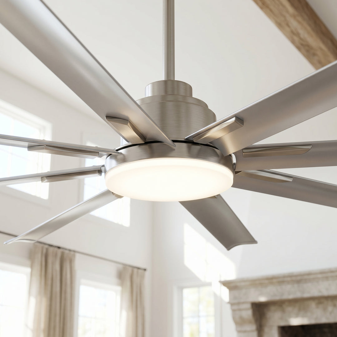 VEYRA 72-inch Modern Ceiling Fan with Light, Remote Control Smart Fan, 8 Aluminum Blades, DC Motor, 6 Speeds, Downrod Mount for Bedroom, Living Room