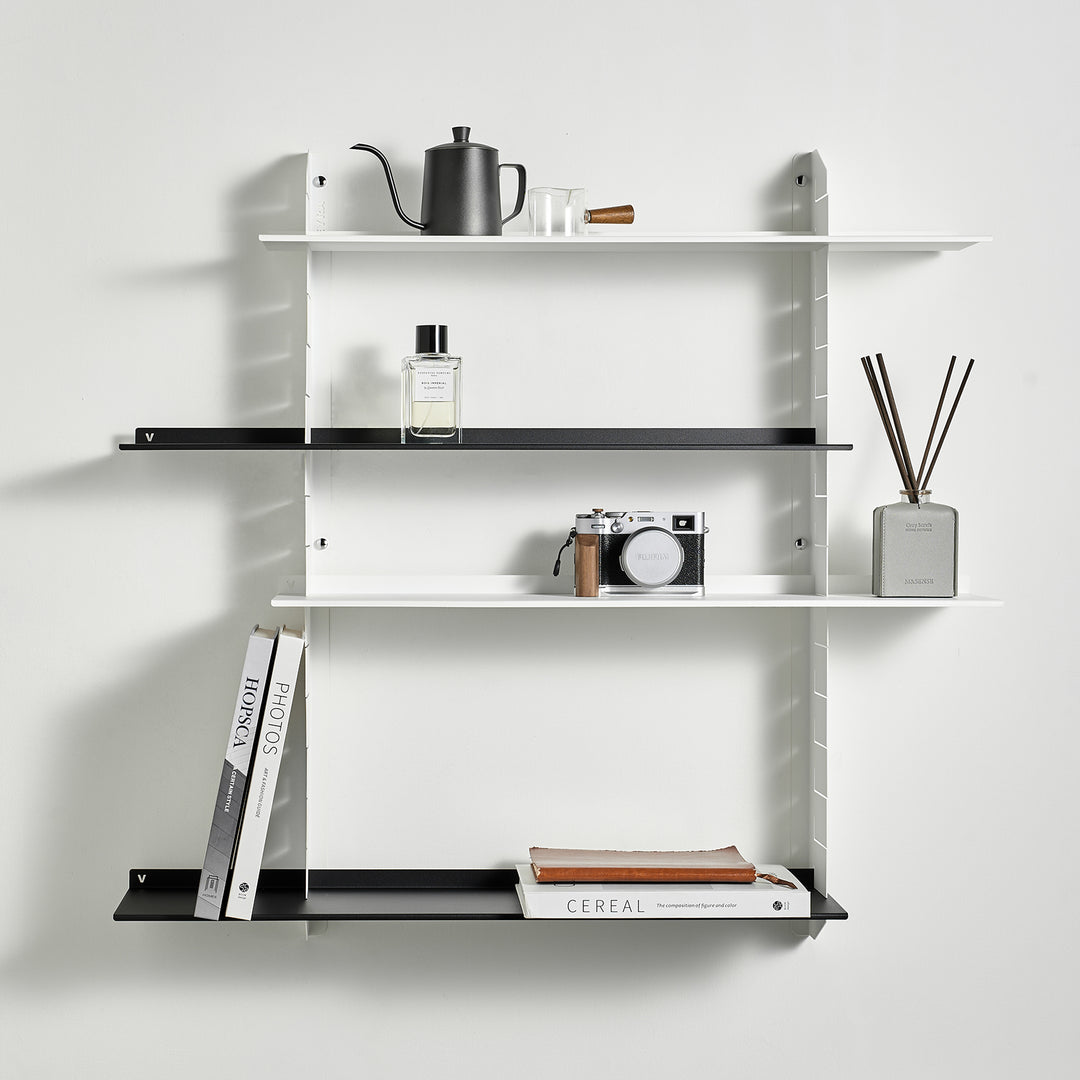 VEYRA Adjustable Multi-Tier Metal Floating Shelves in Matte White
