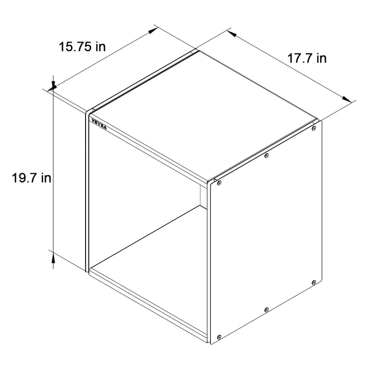 VEYRA Minimalist Metal Cube Storage End Table in Matte White, 18"x16"x20" for Living room, Bedroom