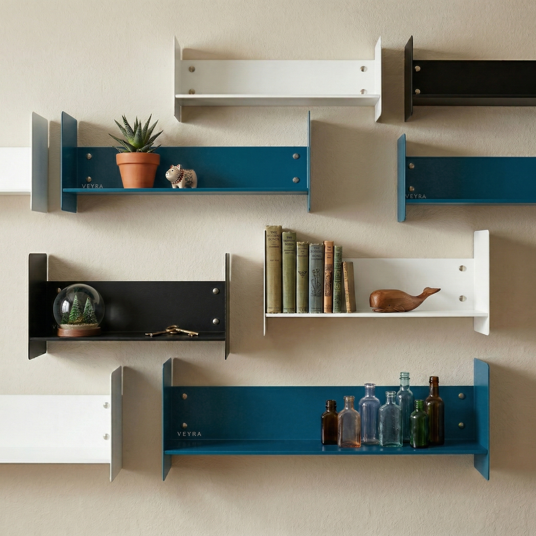 Veyra Ultra-Slim Metal Floating Shelves in Matte Black