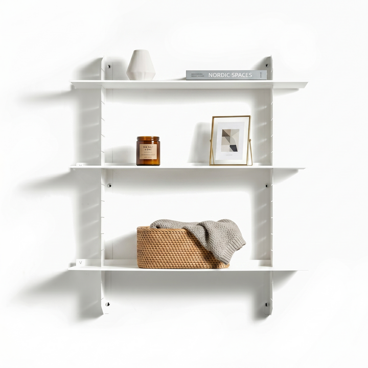 VEYRA Adjustable Multi-Tier Metal Floating Shelves in Matte White