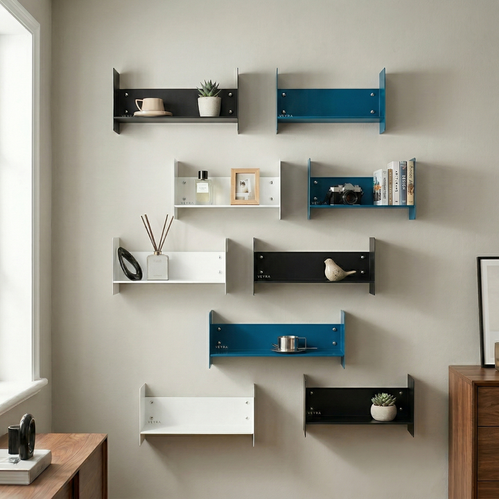 Veyra Ultra-Slim Metal Floating Shelves in Matte White