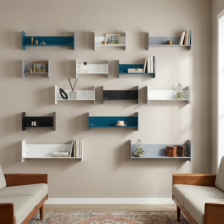 Veyra Ultra-Slim Metal Floating Shelves in Matte Black