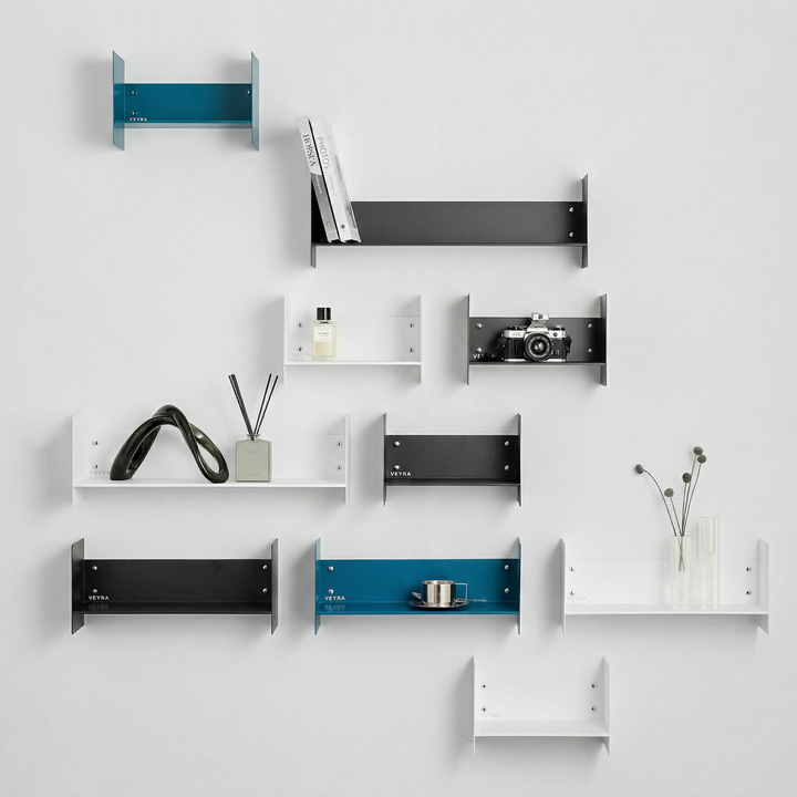 Veyra Ultra-Slim Metal Floating Shelves in Matte Black
