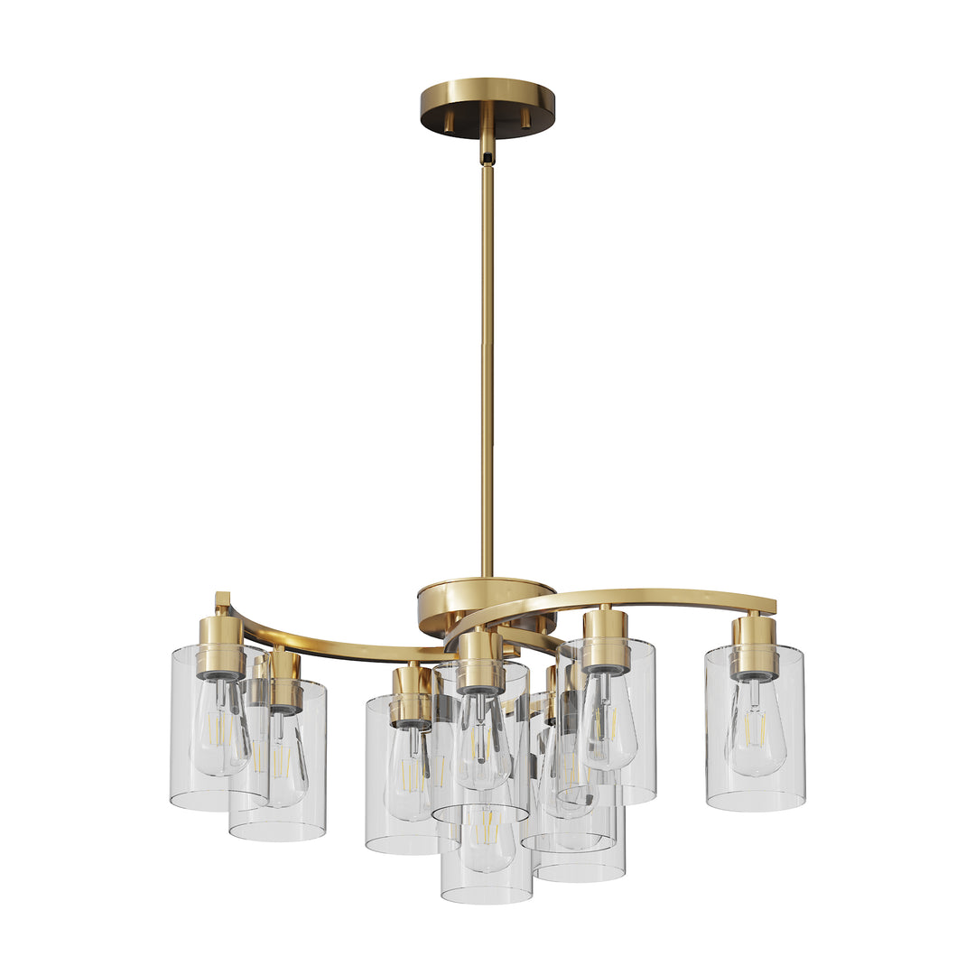 VEYRA 6-Light 29-inch Width Modern Farmhouse Chandelier with Clear Glass Shades for Dining Room, Living Room