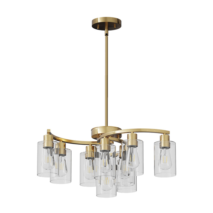 VEYRA 6-Light 29-inch Width Modern Farmhouse Chandelier with Clear Glass Shades for Dining Room, Living Room