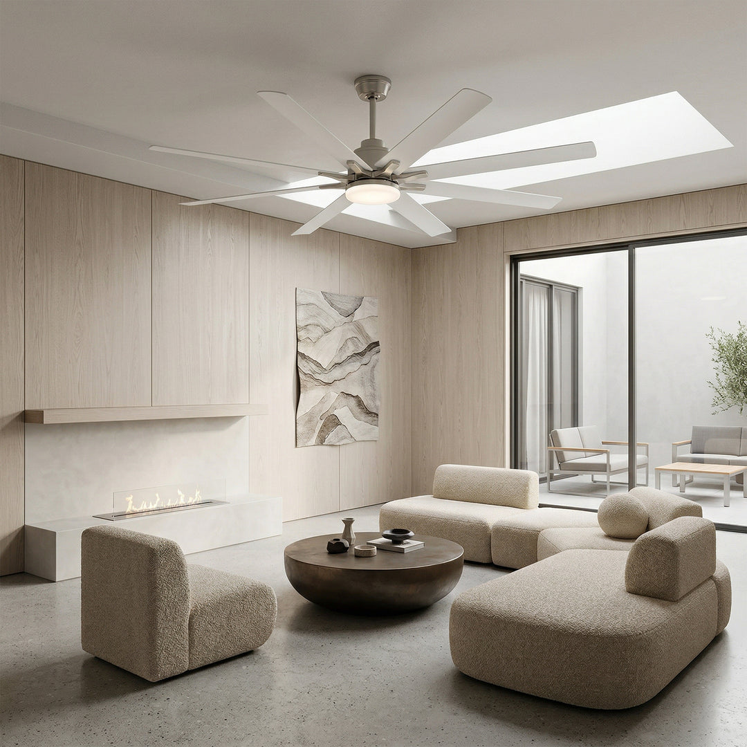 VEYRA 66-inch Modern Ceiling Fan with Light, Remote Control Smart Fan, 8 ABS Blades, DC Motor, 6 Speeds, Downrod Mount for Bedroom, Living Room