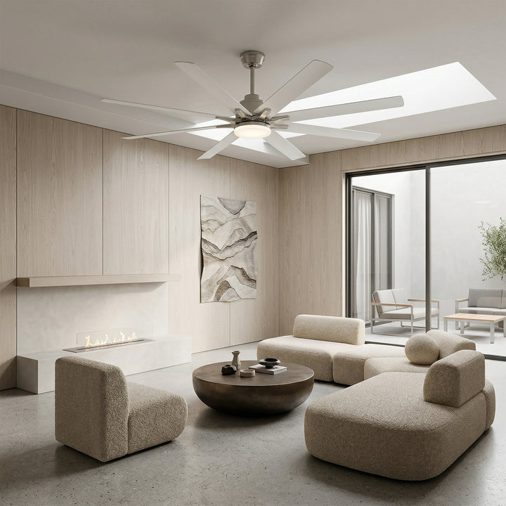 VEYRA 66-inch Modern Ceiling Fan with Light, Remote Control Smart Fan, 8 ABS Blades, DC Motor, 6 Speeds, Downrod Mount for Bedroom, Living Room