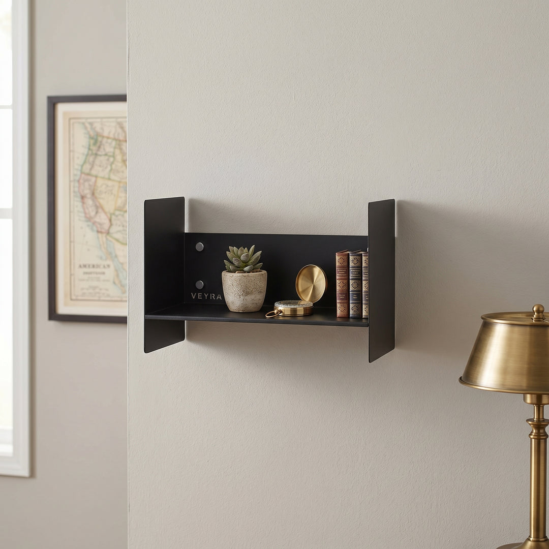Veyra Ultra-Slim Metal Floating Shelves in Matte Black