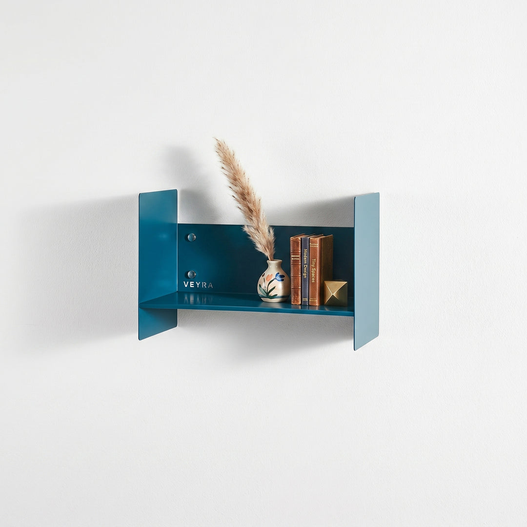 Veyra Ultra-Slim Metal Floating Shelves in Matte Blue