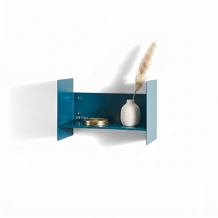 Veyra Ultra-Slim Metal Floating Shelves in Matte Blue
