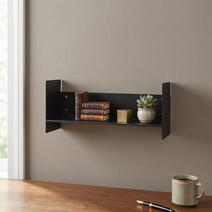 Veyra Ultra-Slim Metal Floating Shelves in Matte Black