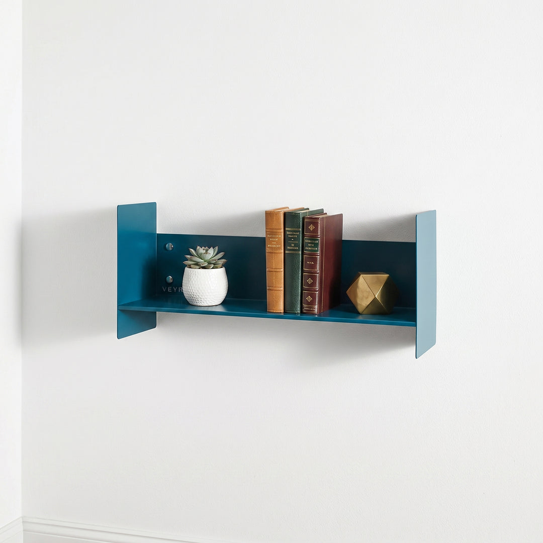 Veyra Ultra-Slim Metal Floating Shelves in Matte Blue