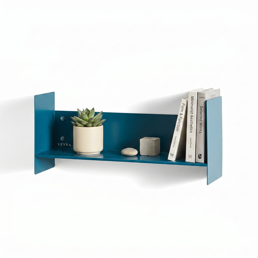 Veyra Ultra-Slim Metal Floating Shelves in Matte Blue