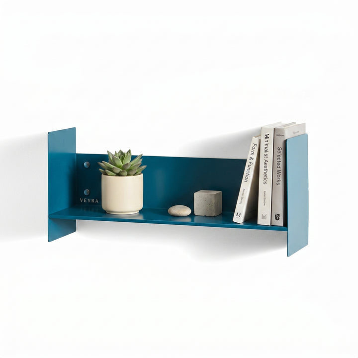 Veyra Ultra-Slim Metal Floating Shelves in Matte Blue
