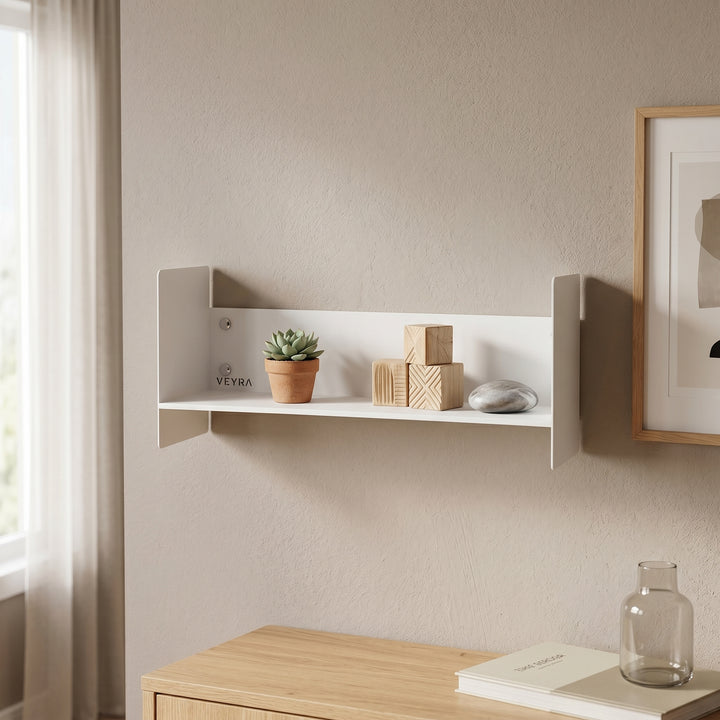 Veyra Ultra-Slim Metal Floating Shelves in Matte White
