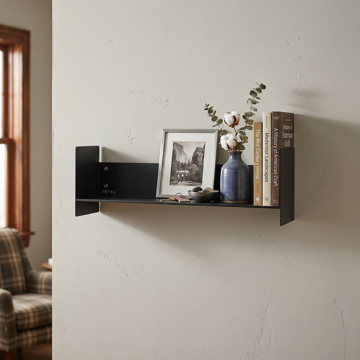Veyra Ultra-Slim Metal Floating Shelves in Matte Black