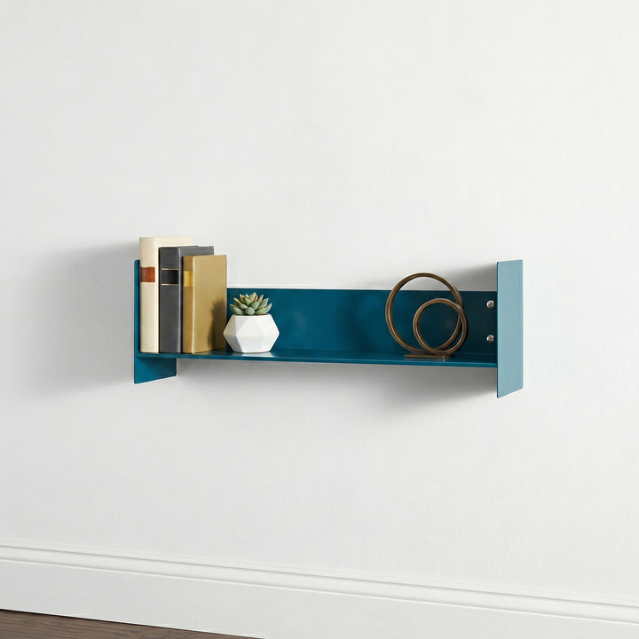 Veyra Ultra-Slim Metal Floating Shelves in Matte Blue