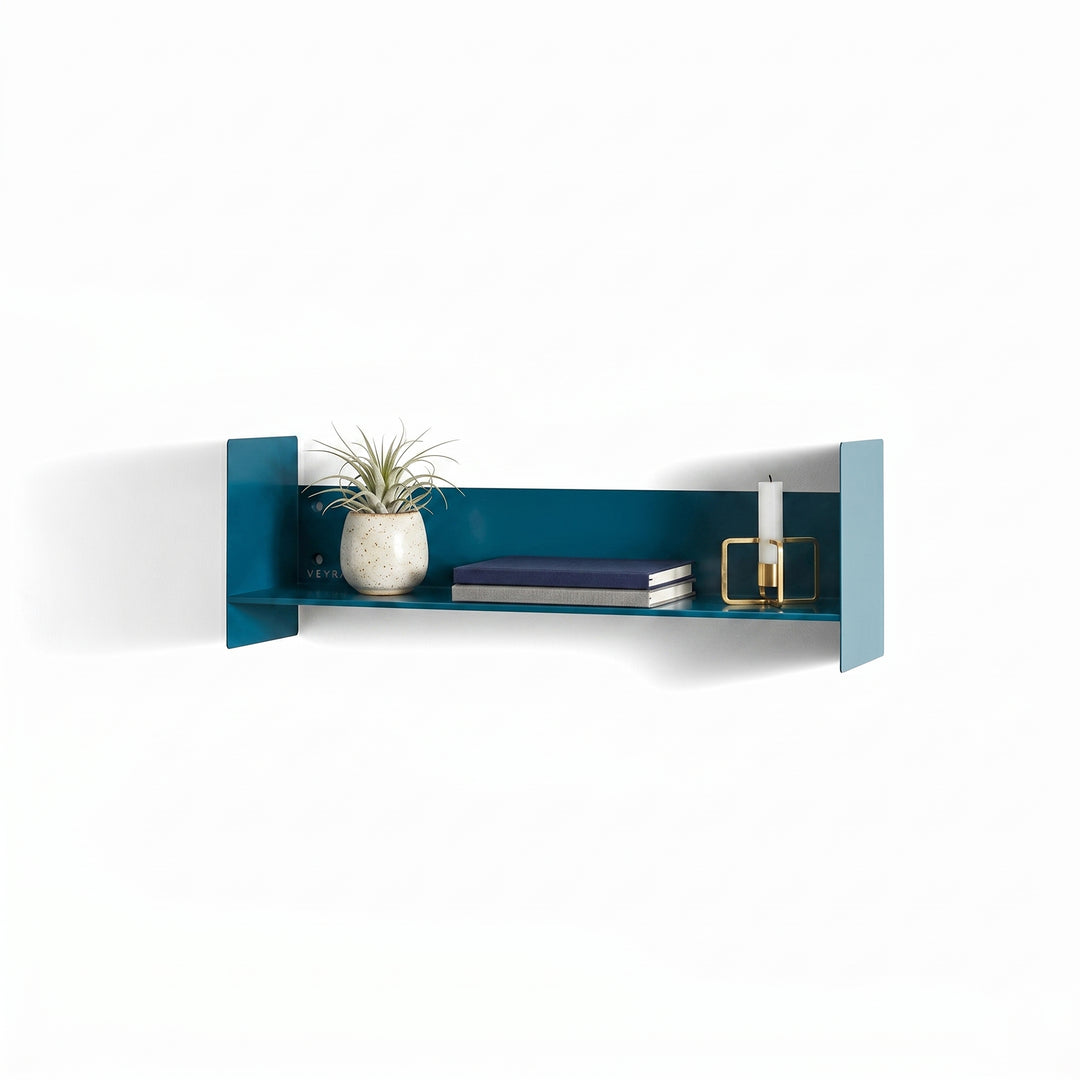 Veyra Ultra-Slim Metal Floating Shelves in Matte Blue