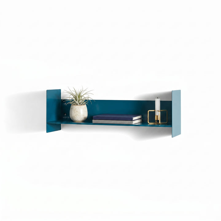 Veyra Ultra-Slim Metal Floating Shelves in Matte Blue
