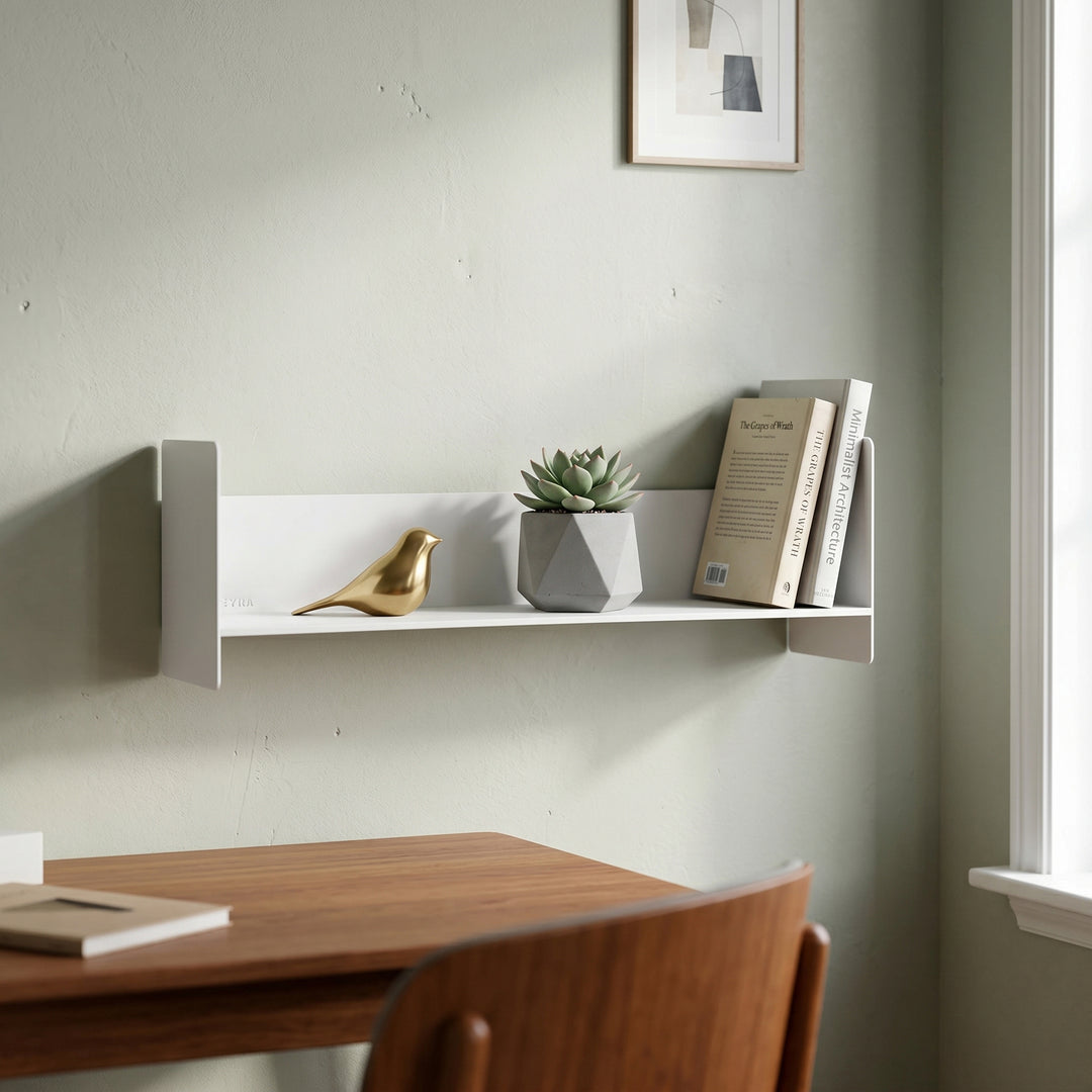 Veyra Ultra-Slim Metal Floating Shelves in Matte White