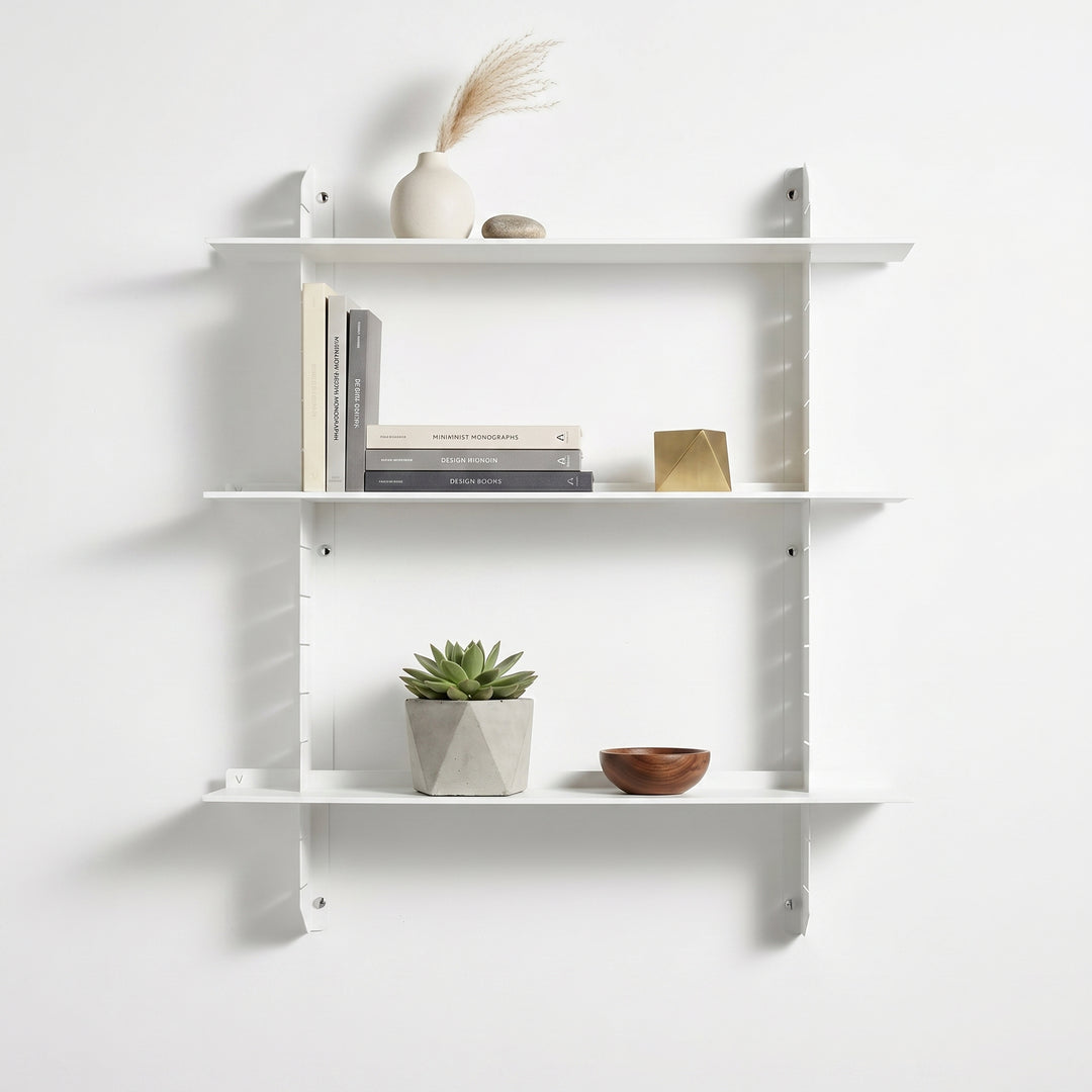 VEYRA Adjustable Multi-Tier Metal Floating Shelves in Matte White