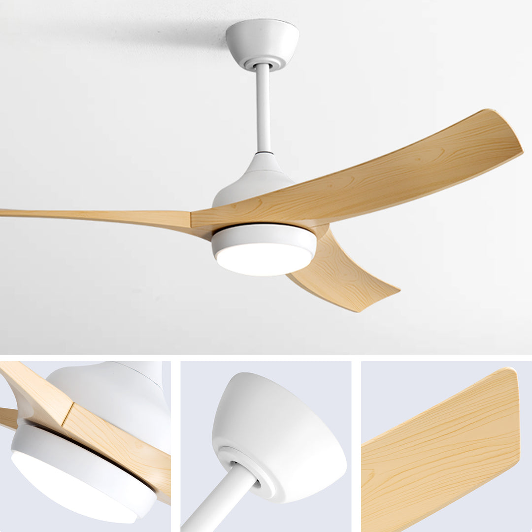 VEYRA 52-inch Modern Ceiling Fan with Light, 3 ABS Blades, DC Motor, 6 Speeds, Downrod Mount for Bedroom, Living Room