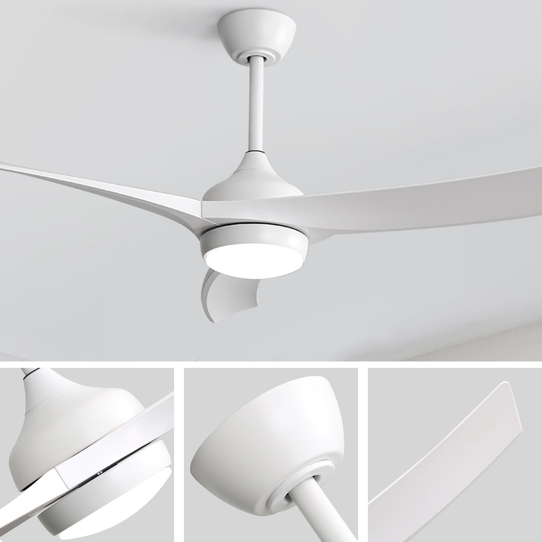 VEYRA 52-inch Modern Ceiling Fan with Light, 3 ABS Blades, DC Motor, 6 Speeds, Downrod Mount for Bedroom, Living Room