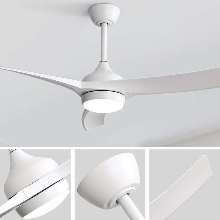 VEYRA 52-inch Modern Ceiling Fan with Light, 3 ABS Blades, DC Motor, 6 Speeds, Downrod Mount for Bedroom, Living Room