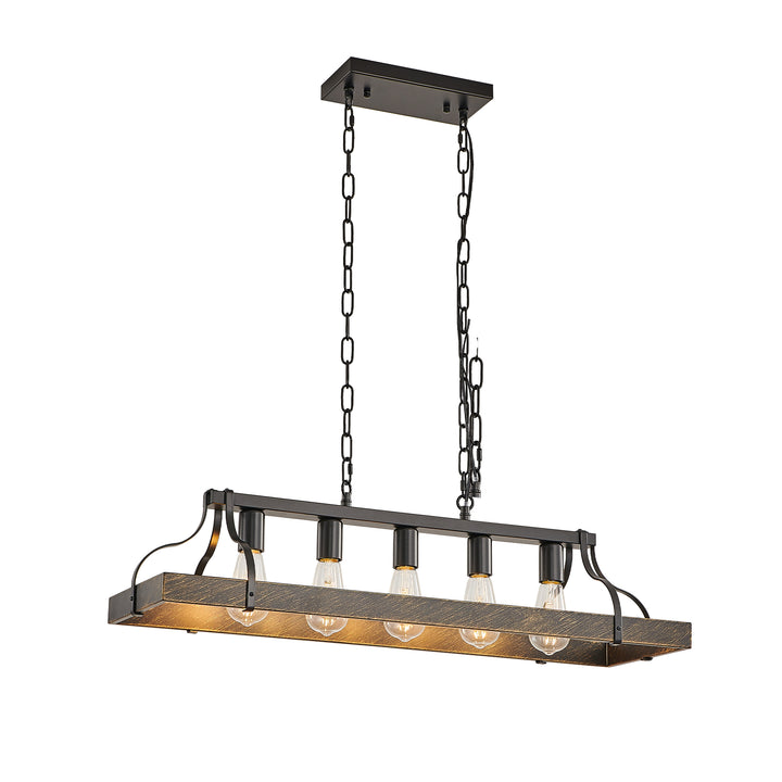 VEYRA 5-Light 33.7-inch Width Modern Farmhouse Linear Chandelier, Iron Kitchen Island Light Fixture for Kitchen Island, Dining Room