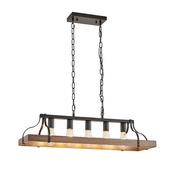 VEYRA 5-Light 33.7-inch Width Modern Farmhouse Linear Chandelier, Iron Kitchen Island Light Fixture for Kitchen Island, Dining Room