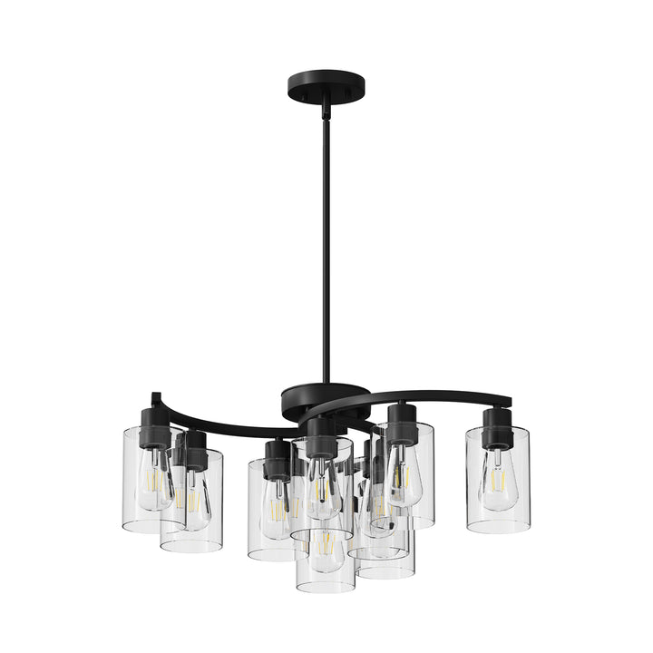 VEYRA 6-Light 29-inch Width Modern Farmhouse Chandelier with Clear Glass Shades for Dining Room, Living Room