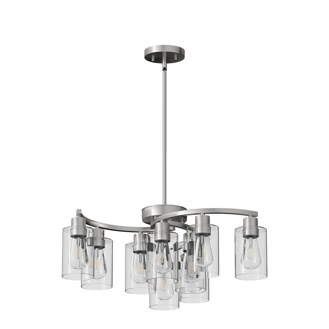 VEYRA 6-Light 29-inch Width Modern Farmhouse Chandelier with Clear Glass Shades for Dining Room, Living Room
