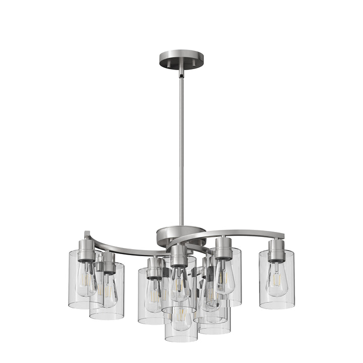 VEYRA 6-Light 29-inch Width Modern Farmhouse Chandelier with Clear Glass Shades for Dining Room, Living Room