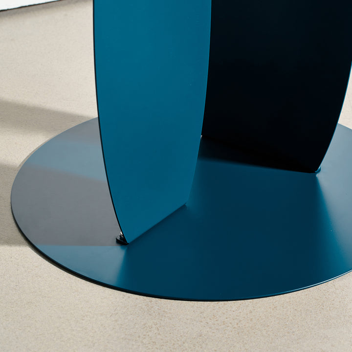 VEYRA Minimalist Metal Round End Table in Matte Blue, 16.5"x16.5"x18.5" for Living room, Bedroom