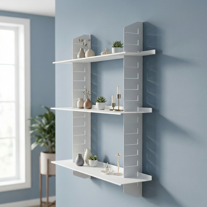 VEYRA Adjustable Multi-Tier Metal Floating Shelves in Matte White