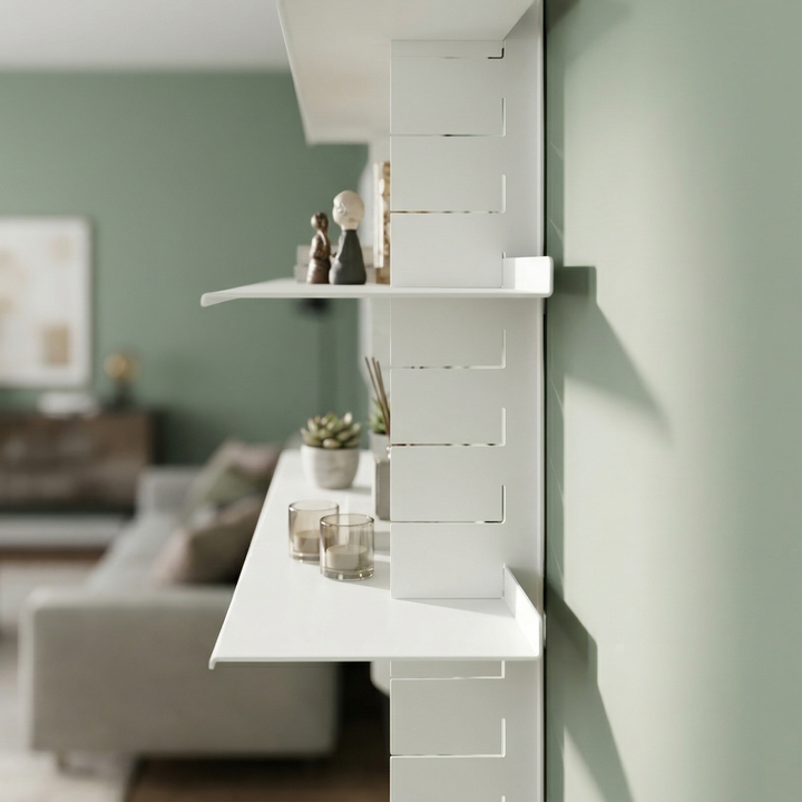 VEYRA Adjustable Multi-Tier Metal Floating Shelves in Matte White