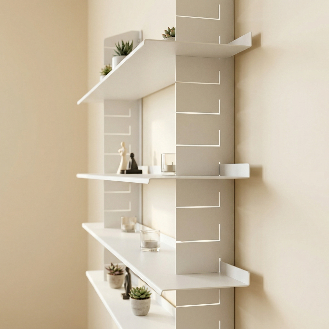 VEYRA Adjustable Multi-Tier Metal Floating Shelves in Matte White