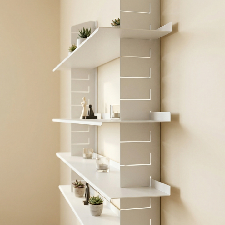 VEYRA Adjustable Multi-Tier Metal Floating Shelves in Matte White